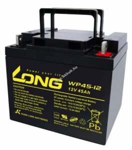 Ólom akku Long (Kung Long) típus WP45-12 Vds minõsítéssel 12V 45Ah csatlakozó: M6