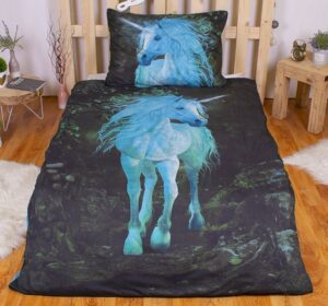 3D ágyneműhuzat 140x200 + 70x90 - Erdei egyszarvú
