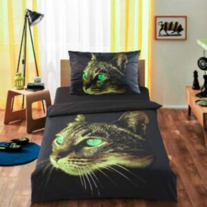 3D ágyneműhuzat - Zöld macska