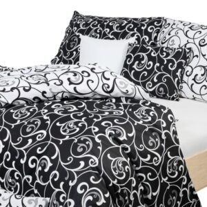 Krepp ágyneműhuzat ornament fekete-fehér (LS34) - Ložní povlečení 140x200 + 90x70 - (LS34) Stanex