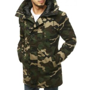 Férfi téli kabát khaki kapucnival zöld tx3476