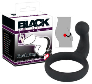 Black Velvet péniszgyűrű gátstimulálóval (fekete)