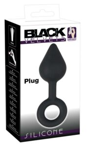 Black Velvet - cseppalakú anál dildó fogógyűrűvel (fekete)