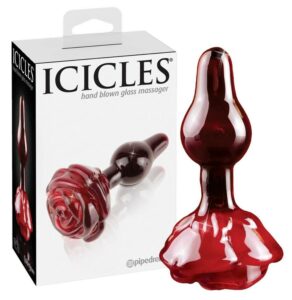 Icicles No. 76 - rózsás üveg anál dildó (bordó)