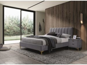 Kárpitozott ágy MIRAGE VELVET 160 x 200 cm szürke/arany