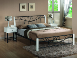 Fém ágy PARMA 160 x 200 cm fehér/fekete