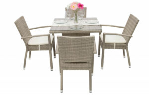 Garden rattan szerelvény GINA 1 + 4 (szürke-bézs) DEOKORK
