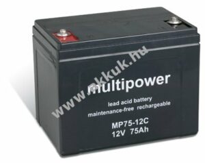 Ólom akku 12V 75Ah (Multipower) típus MP75-12C ciklusálló