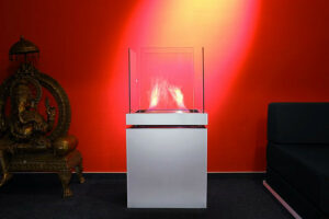 BIO kandalló szabadon sugár kialakítása Köln (SEMI FLAME 3L 553H) Radius design cologne
