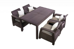 Kerti rattan meghatározott CORFU LOUNGE SET II. 1 + 4 barna DEO1