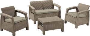 Kerti rattan meghatározott CORFU cappuccino DEO1