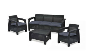 Kerti rattan meghatározott CORFU LOUNGE MAX antracit DEO1