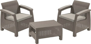 Kerti rattan meghatározott CORFU HÉTVÉGE cappuccino DEO1