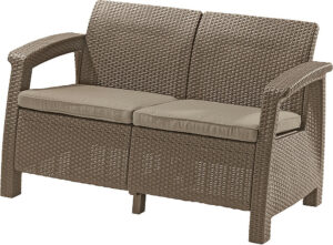Kerti rattan kanapé 2 üléses CORFU pad (cappuccino) DEO1
