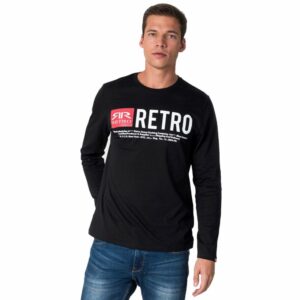 Retro hosszú ujjú póló ERMIN LONG TEE BLACK