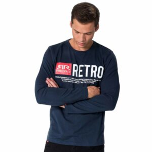 Retro hosszú ujjú póló ERMIN LONG TEE DARK BLUE