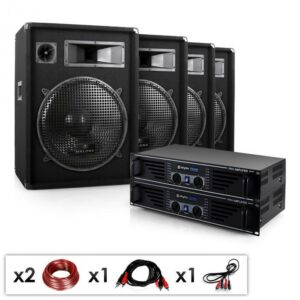 Electronic-Star DJ Audio Szett "Miami Quasar Pro" 2 x erősítő 4x hangfal