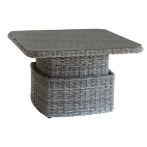 Rattan asztali kihúzható étkező / tároló 100 x 100 cm BORNEO (szürke)