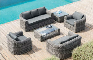 Rattan BORNEO készlet 7 ember számára (szürke)