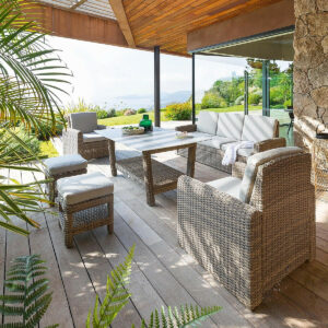 Rattan SANTORINI készlet 7 ember számára (barna)
