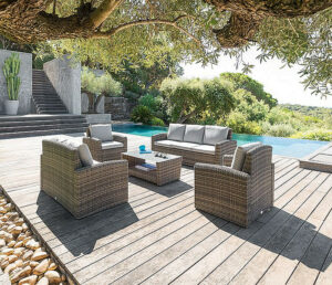 Rattan SANTORINI készlet 7 ember számára (barna)