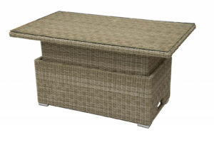 Rattan asztali kihúzható étkező / tároló 140 x 80 cm SEVILLE (bézs)