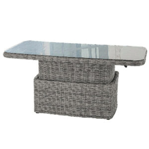 Rattan asztal kihúzható étkező / tároló 150 x 80 cm BORNEO (szürke)