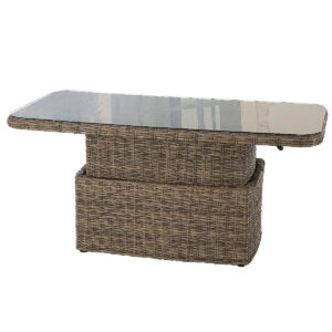 Rattan asztali kihúzható étkező / tároló 150 x 80 cm BORNEO (barna)