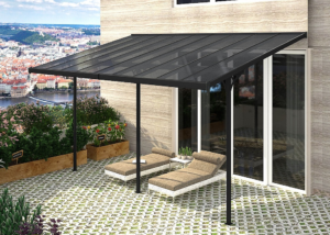 Pergola 618 x 305 cm (fekete szürke polikarbonát)