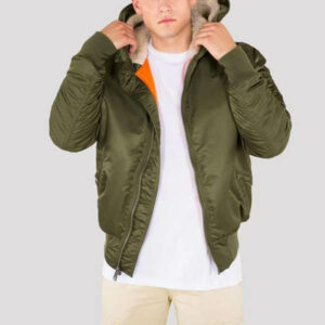 Férfi dzsekik Alpha Industries MA-1 Hooded Jacket Dark Green