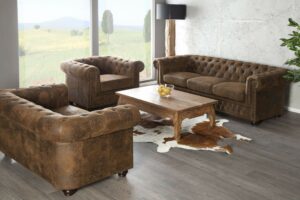 CHESTERFIELD 3 személyes antik barna kanapé