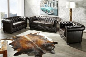 CHESTERFIELD 3 személyes sötét kávészínű kanapé