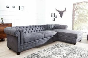 CHESTERFIELD antik szürke sarokkanapé