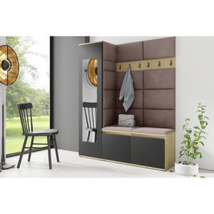 Előszoba fal EMI 14 Kakaó Artisan tölgy / Fekete Signal-butor