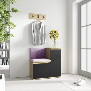 Előszoba fal EMI 30 Lila Artisan tölgy / Fekete Signal-butor