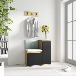 Előszoba fal EMI 30 Menta Artisan tölgy / Fekete Signal-butor