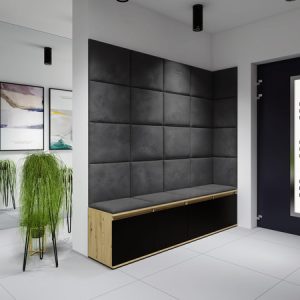 Előszoba fal EMI 3 Grafit Artisan tölgy / Fekete Signal-butor