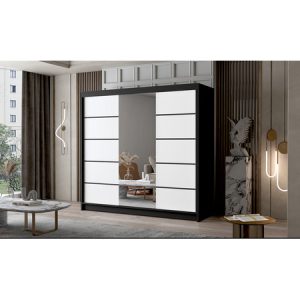 Nagy szekrény PALERMO VI 200 cm Fekete / Fehér ankon