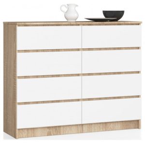 Komód K120 8SZ sonoma / fehér Akord