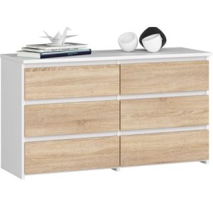 Komód CL100 6SZ - fehér/sonoma tölgy. Akord