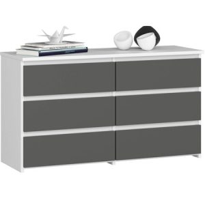 Komód CL100 6SZ - fehér/szürke. Akord