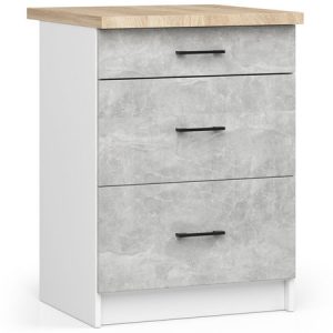 Konyhaszekrény OLIVIA S60 3SZ - fehér/beton. Akord