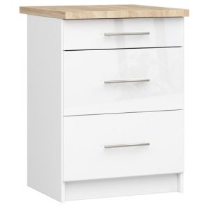 Konyhaszekrény OLIVIA S60 3SZ - fehér/fehér fényű. Akord