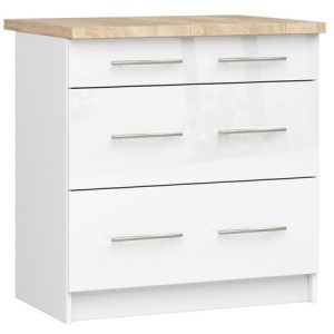 Konyhaszekrény OLIVIA S80 3SZ - fehér/fehér fényű. Akord
